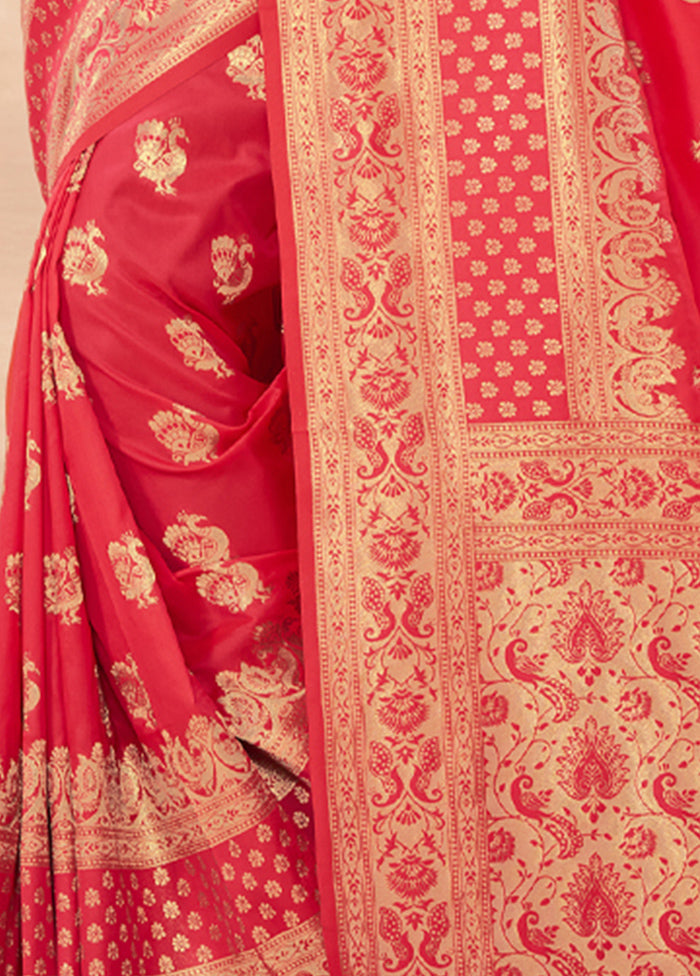 Pink Spun Silk Saree With Blouse Piece - Indian Silk House Agencies