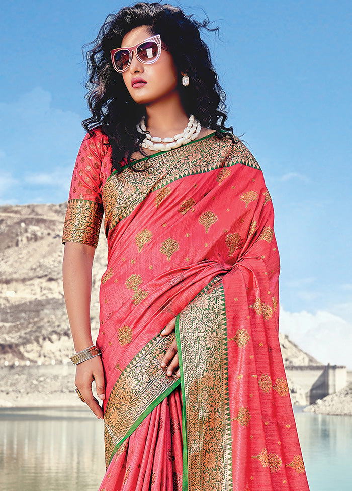 Pink Spun Silk Saree With Blouse Piece - Indian Silk House Agencies