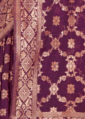 Purple Cotton Saree With Blouse Piece - Indian Silk House Agencies