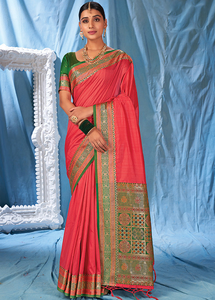 Pink Spun Silk Saree With Blouse Piece - Indian Silk House Agencies