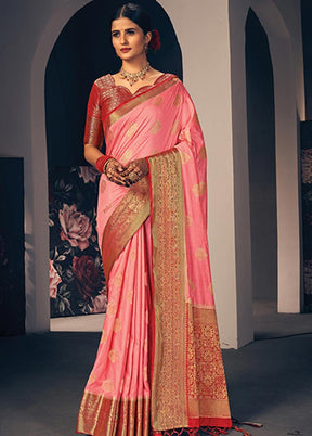 Pink Spun Silk Saree With Blouse Piece - Indian Silk House Agencies