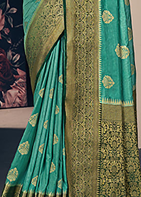 Rama Spun Silk Saree With Blouse Piece - Indian Silk House Agencies