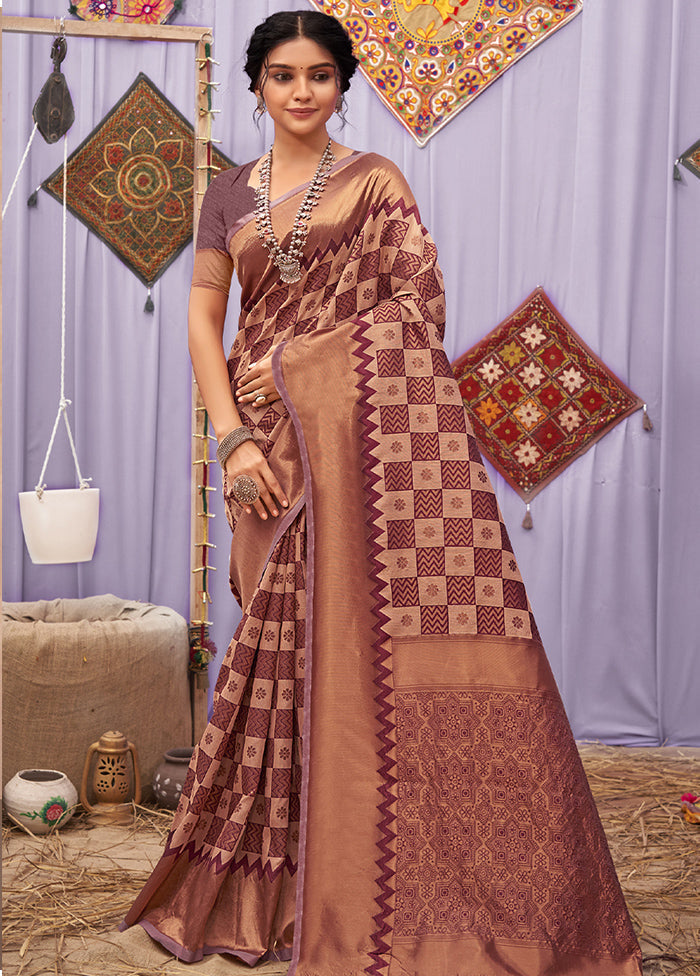 Purple Cotton Saree With Blouse Piece - Indian Silk House Agencies