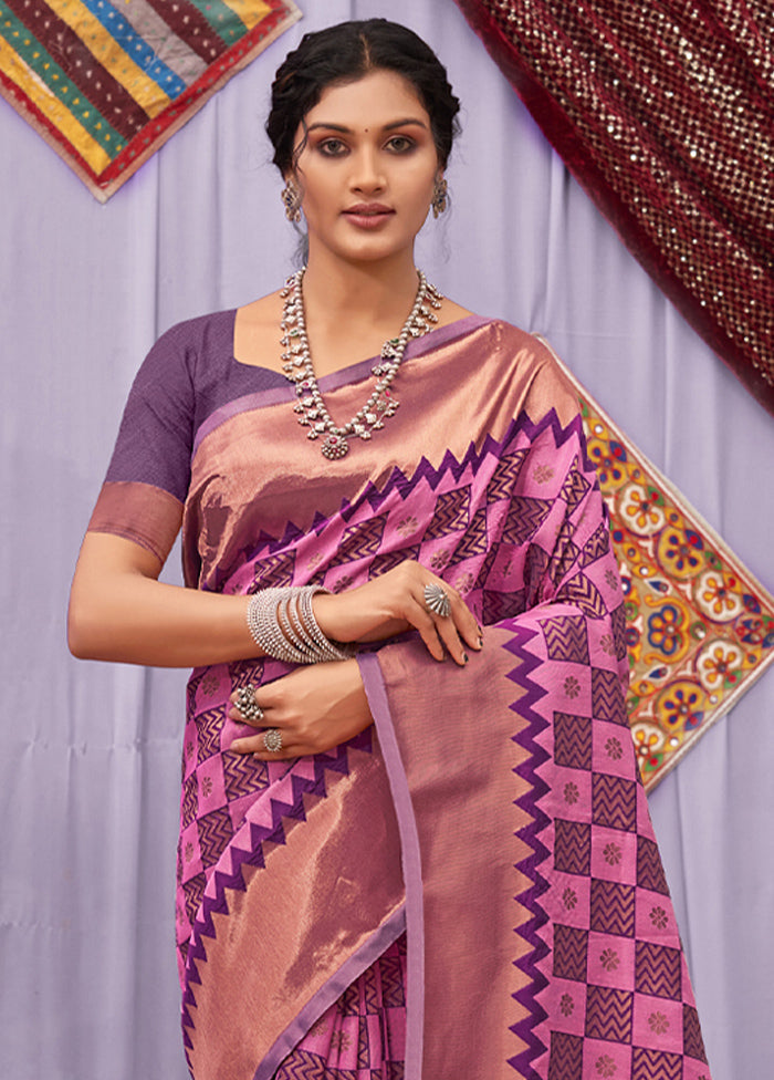 Purple Cotton Saree With Blouse Piece - Indian Silk House Agencies