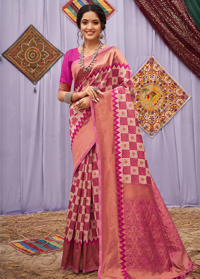 Pink Cotton Saree With Blouse Piece - Indian Silk House Agencies