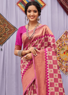 Pink Cotton Saree With Blouse Piece - Indian Silk House Agencies