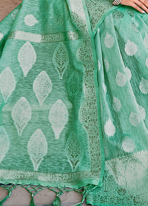 Sea Green Spun Silk Saree With Blouse Piece - Indian Silk House Agencies