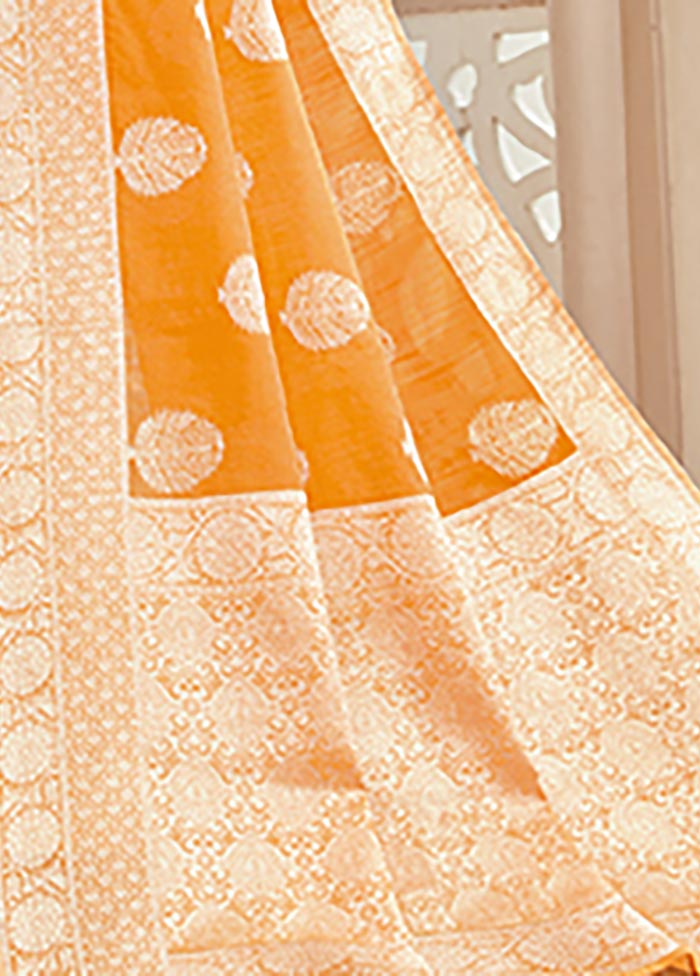 Orange Spun Silk Saree With Blouse Piece - Indian Silk House Agencies