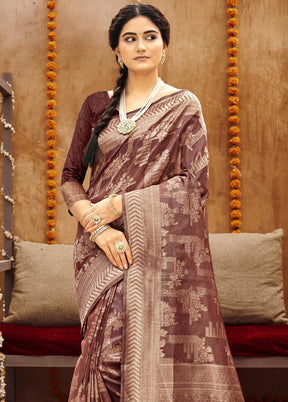 Brown Spun Silk Saree With Blouse Piece - Indian Silk House Agencies