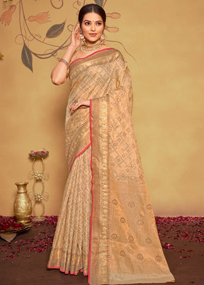 Cream Spun Silk Saree With Blouse Piece - Indian Silk House Agencies