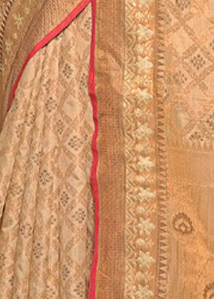 Cream Spun Silk Saree With Blouse Piece - Indian Silk House Agencies