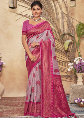 Purple Cotton Saree With Blouse Piece - Indian Silk House Agencies