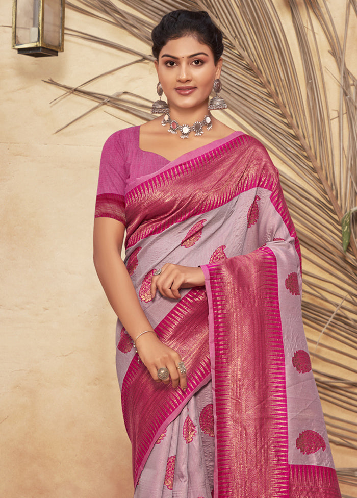 Purple Cotton Saree With Blouse Piece - Indian Silk House Agencies