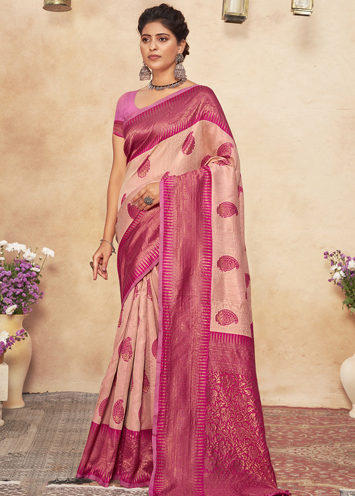 Pink Cotton Saree With Blouse Piece - Indian Silk House Agencies