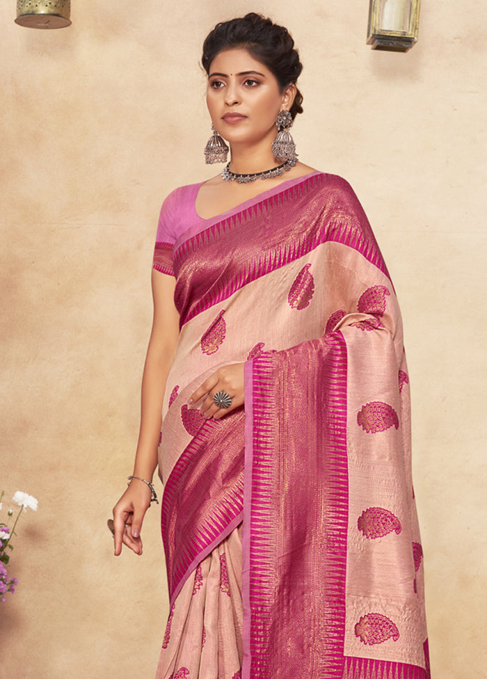 Pink Cotton Saree With Blouse Piece - Indian Silk House Agencies