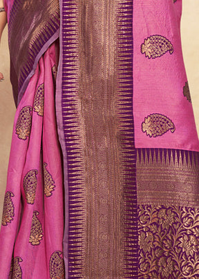 Pink Cotton Saree With Blouse Piece - Indian Silk House Agencies