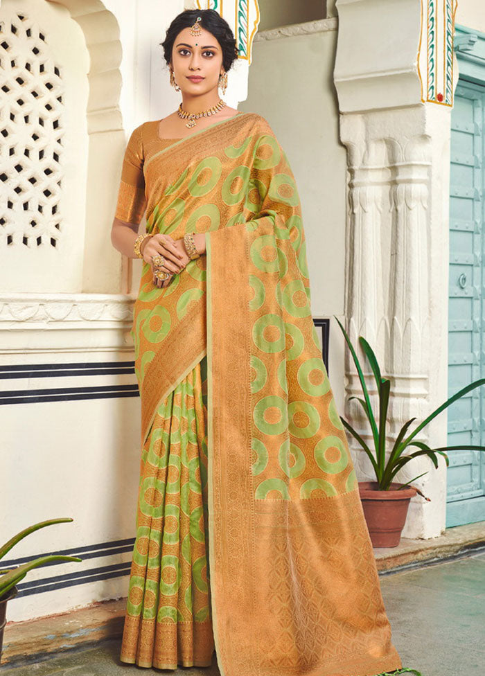 Green Organza Saree With Blouse Piece - Indian Silk House Agencies