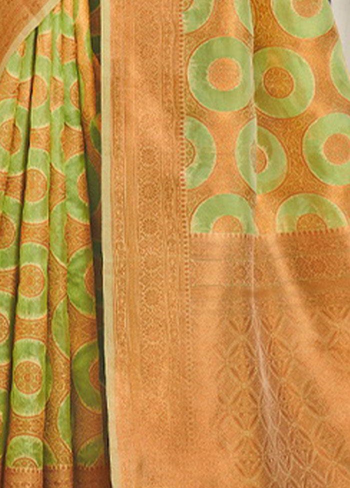 Green Organza Saree With Blouse Piece - Indian Silk House Agencies