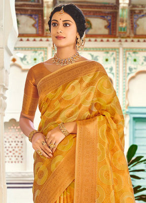 Yellow Organza Saree With Blouse Piece - Indian Silk House Agencies