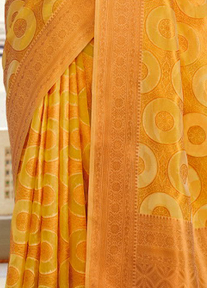 Yellow Organza Saree With Blouse Piece - Indian Silk House Agencies