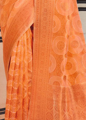 Peach Organza Saree With Blouse Piece - Indian Silk House Agencies