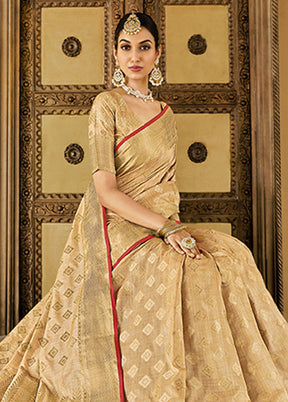 Cream Spun Silk Saree With Blouse Piece - Indian Silk House Agencies