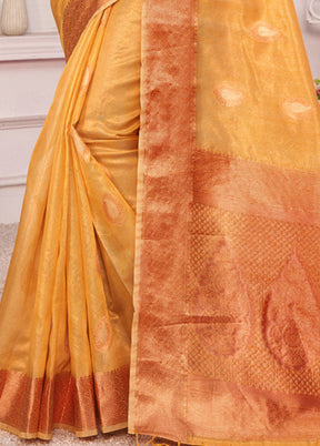 Yellow Organza Saree With Blouse Piece - Indian Silk House Agencies