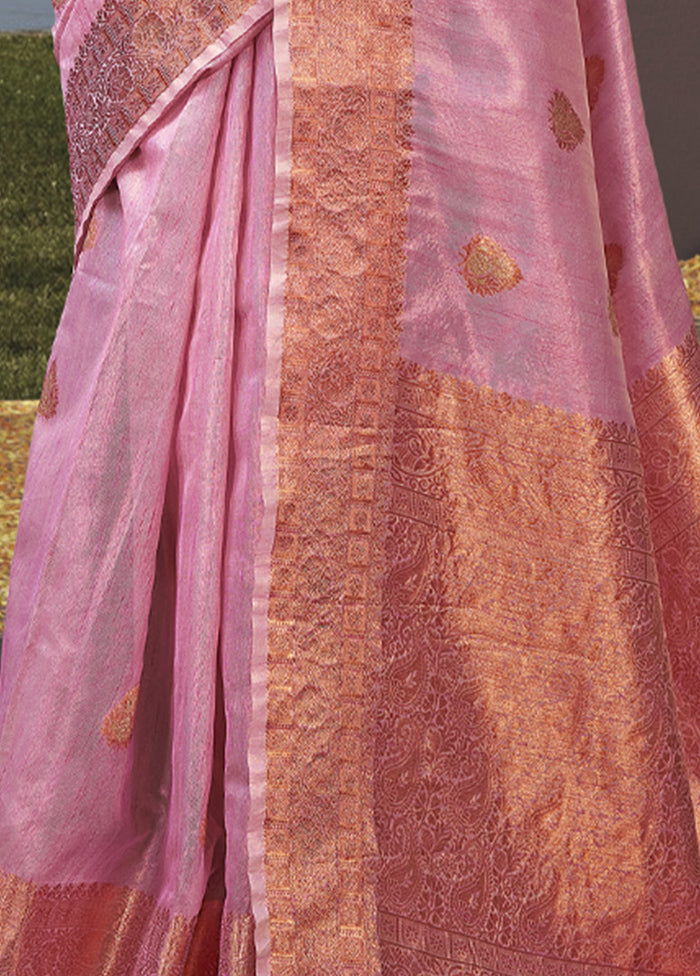 Pink Organza Saree With Blouse Piece - Indian Silk House Agencies