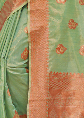 Green Organza Saree With Blouse Piece - Indian Silk House Agencies