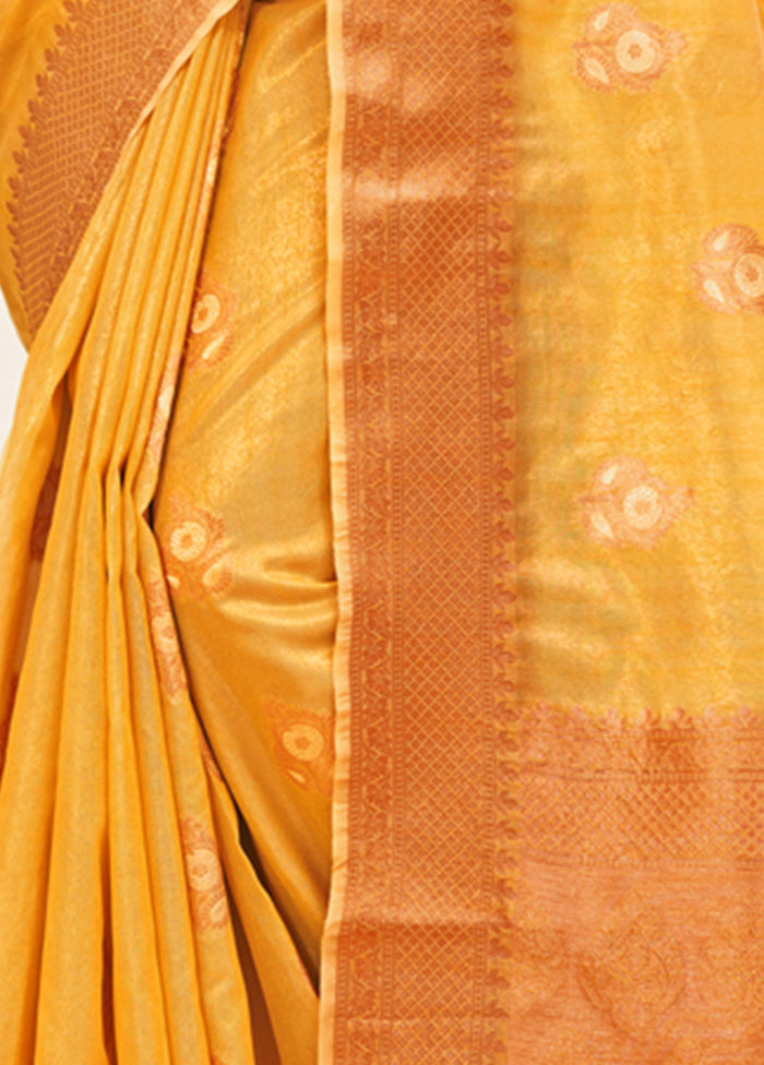 Yellow Organza Saree With Blouse Piece - Indian Silk House Agencies