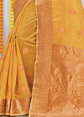 Yellow Organza Saree With Blouse Piece - Indian Silk House Agencies