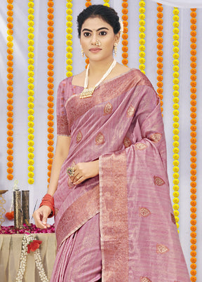 Pink Organza Saree With Blouse Piece - Indian Silk House Agencies