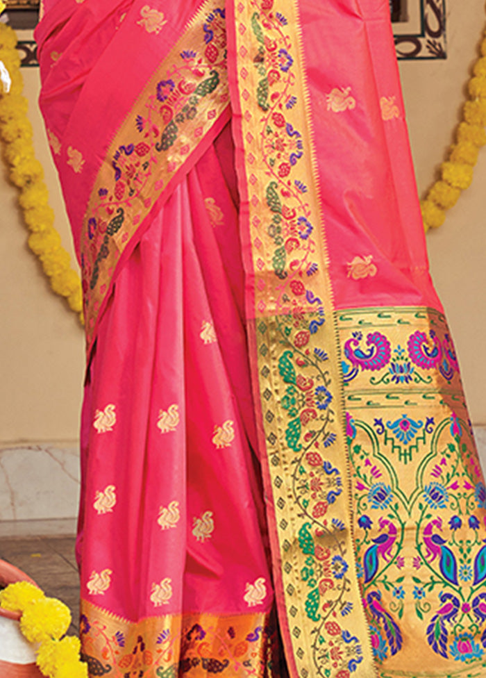 Pink Spun Silk Saree With Blouse Piece - Indian Silk House Agencies