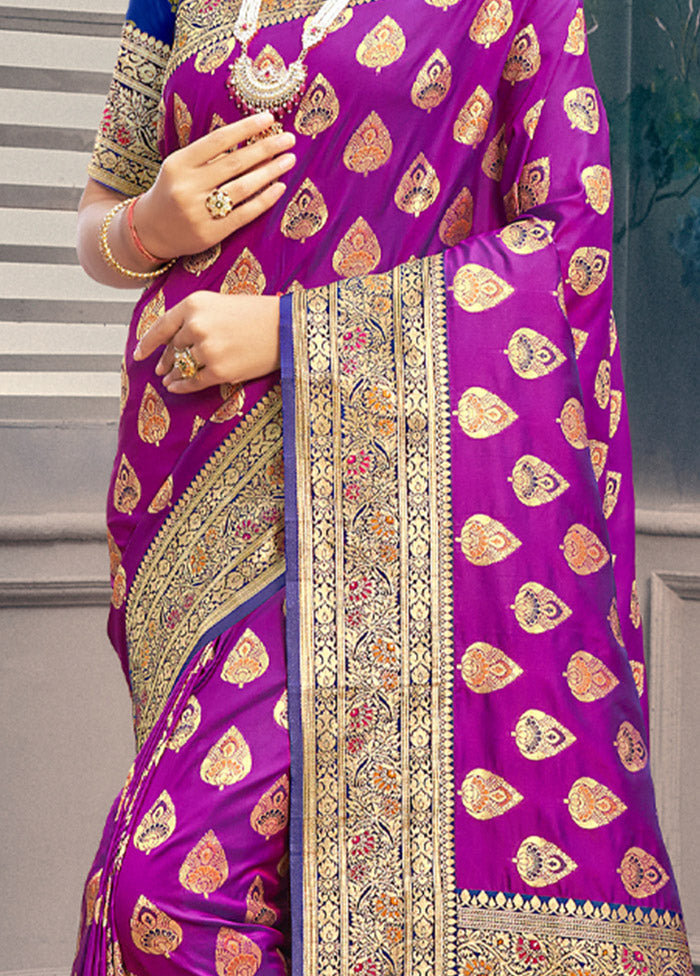 Violet Spun Silk Saree With Blouse Piece - Indian Silk House Agencies