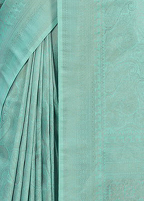 Sea Green Spun Silk Saree With Blouse Piece