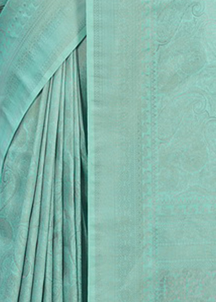 Sea Green Spun Silk Saree With Blouse Piece