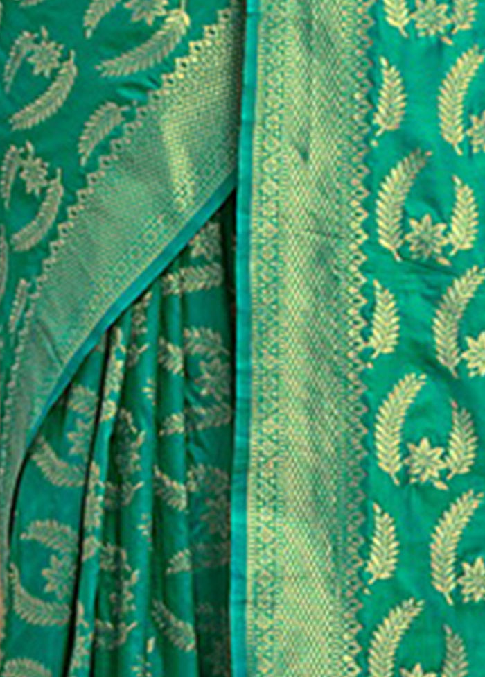 Rama Spun Silk Saree With Blouse Piece - Indian Silk House Agencies