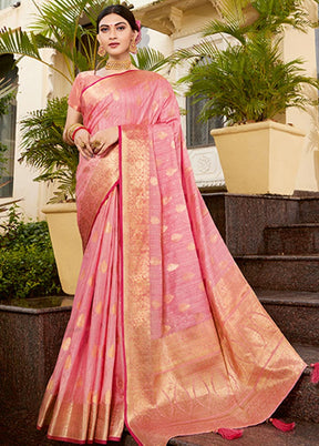 Pink Spun Silk Saree With Blouse Piece - Indian Silk House Agencies