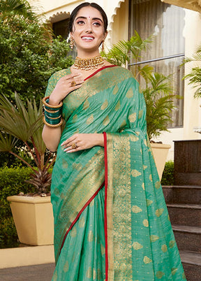 Rama Spun Silk Saree With Blouse Piece - Indian Silk House Agencies