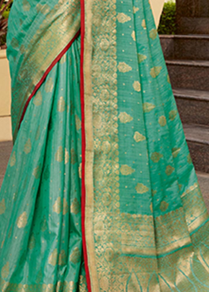 Rama Spun Silk Saree With Blouse Piece - Indian Silk House Agencies