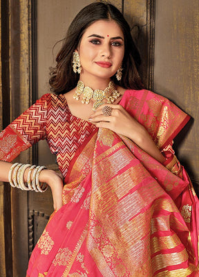 Pink Spun Silk Saree With Blouse Piece - Indian Silk House Agencies