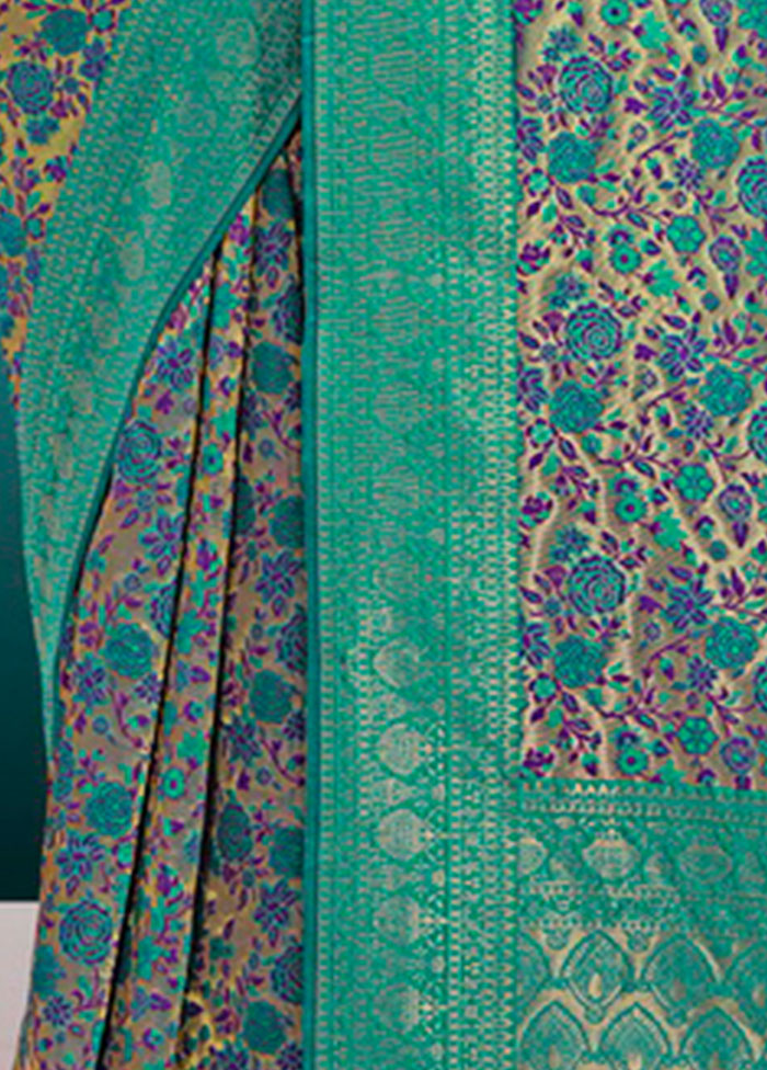 Sea Green Spun Silk Saree With Blouse Piece