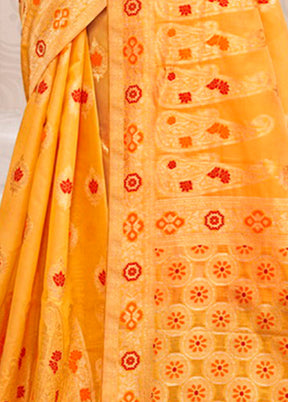 Yellow Cotton Saree With Blouse Piece - Indian Silk House Agencies