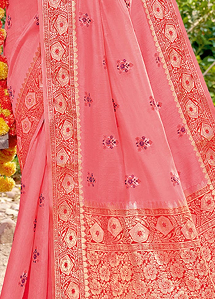 Pink Spun Silk Saree With Blouse Piece - Indian Silk House Agencies