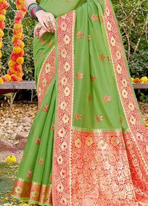 Light Green Spun Silk Saree With Blouse Piece - Indian Silk House Agencies