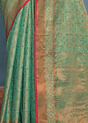 Sea Green Spun Silk Saree With Blouse Piece