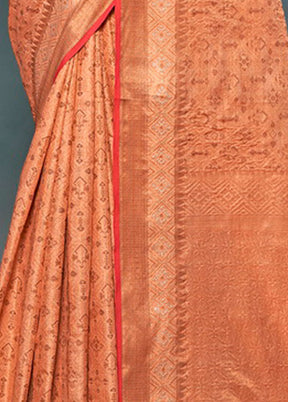 Peach Spun Silk Saree With Blouse Piece - Indian Silk House Agencies