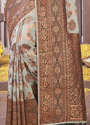 Grey Cotton Saree With Blouse Piece - Indian Silk House Agencies