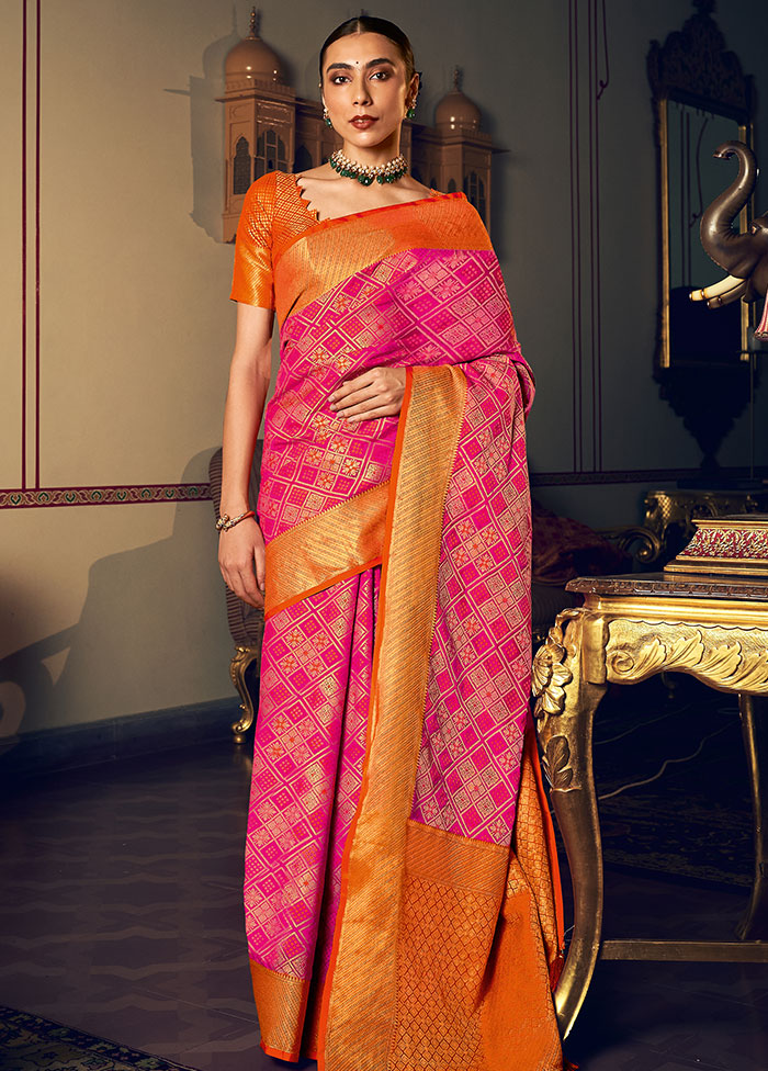 Pink Spun Silk Saree With Blouse Piece - Indian Silk House Agencies