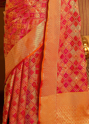 Red Spun Silk Saree With Blouse Piece - Indian Silk House Agencies